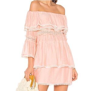 Suboo Pink Cream The Roam Free Off The Shoulder Mini Dress Size 5